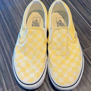 Vans Classic Slip-On Yellow Checkerboard | Women's 8